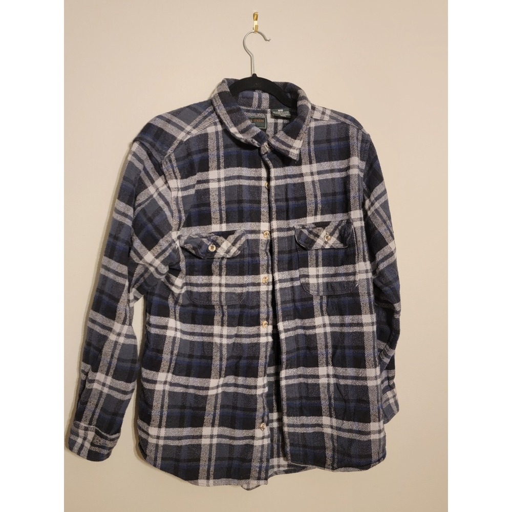 VINTAGE FIELD & STREAM MENS MEDIUM BLUE PATTERN‎ FLANNEL VINTAGE
